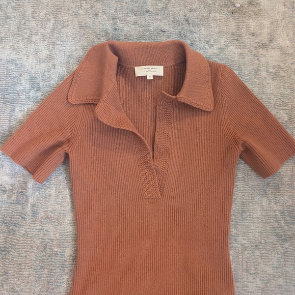 Sezane Eloy Short Sleeve Jumper In Camel - Picture 5 of 13